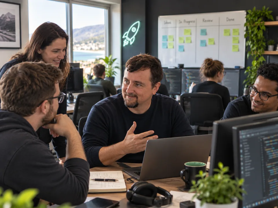 Ralph Kleinschmidt collaborating with his team.